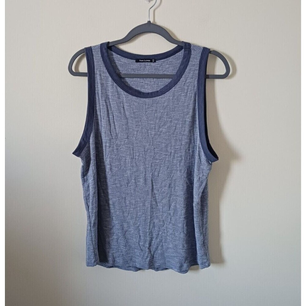Pink‎ Clover Womens Blue Stretch Tank Top Sleeveless Round Neck Size XL